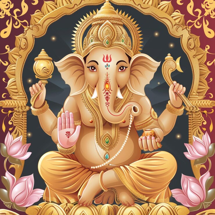 Feliz Ganesh Chaturthi saludos póster estandarte diseño de ilustración vectorial