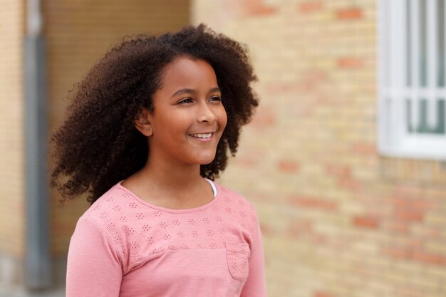 Feliz garota afro-americana com cabelo afro