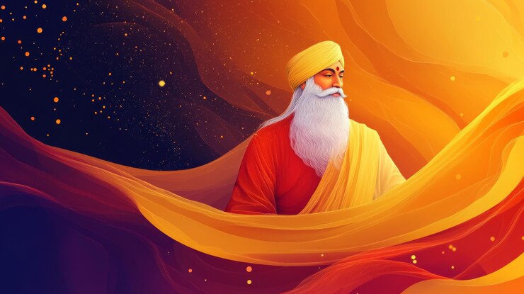 Foto feliz guru nanak jayanti abstracto festival diseño de tarjetas de felicitación