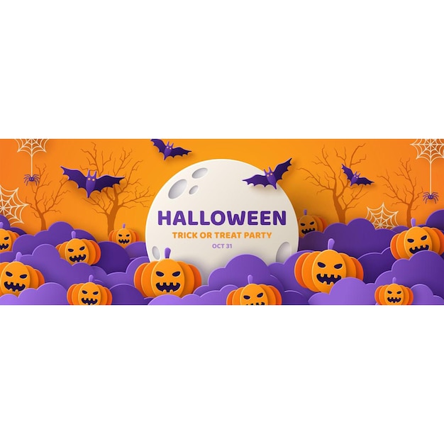 Foto feliz halloween banner o fondo de invitación de fiesta con noche