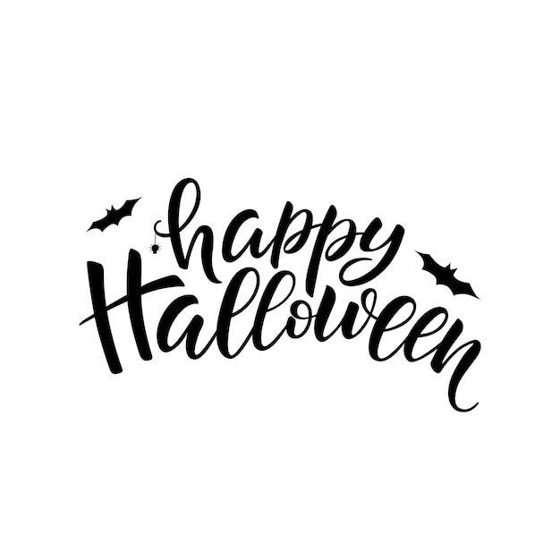 Feliz Halloween caligrafía de pincel de letras tipografía manuscrita de Halloween