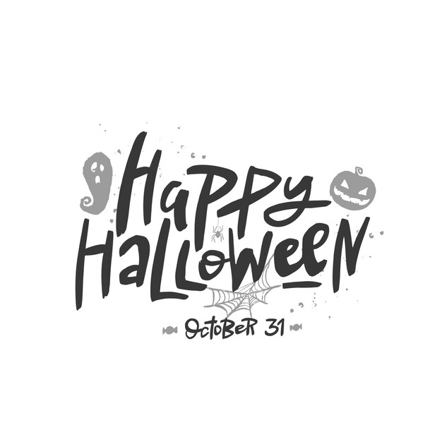 Feliz Halloween caligrafía de pincel de letras tipografía manuscrita de Halloween