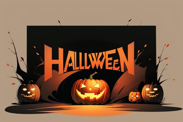 Feliz Halloween Chica Evento Fondo Papel tapiz Diseño de carteles promocionales Ilustración Dibujos animados