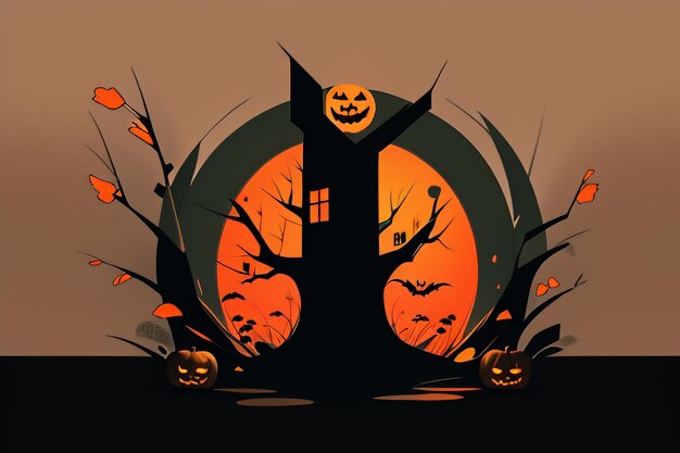 Feliz Halloween Chica Evento Fondo Papel tapiz Diseño de carteles promocionales Ilustración Dibujos animados