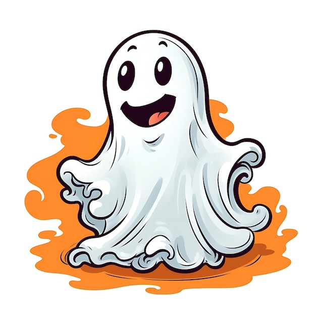 Feliz Halloween Fantasma Fantasma Fofo Com Abóbora Temporada Assustadora Halloween Boo Cartoon ilustração