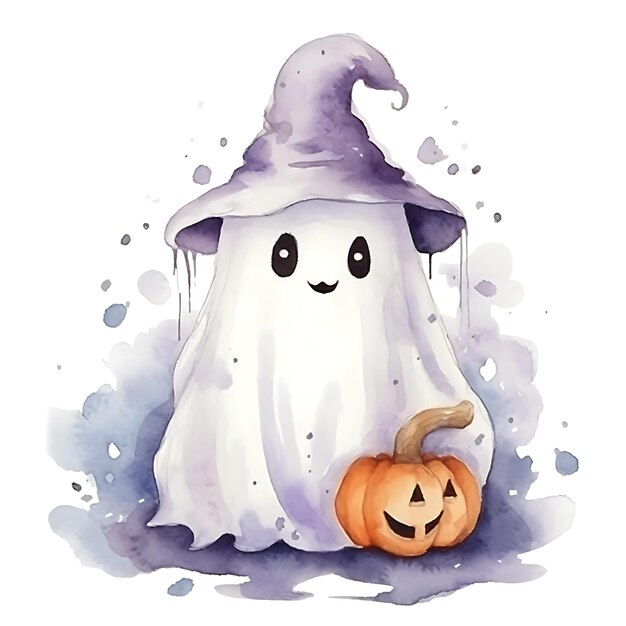 Feliz Halloween Fantasma Fantasma Fofo Com Abóbora Temporada Assustadora Halloween Boo Cartoon ilustração