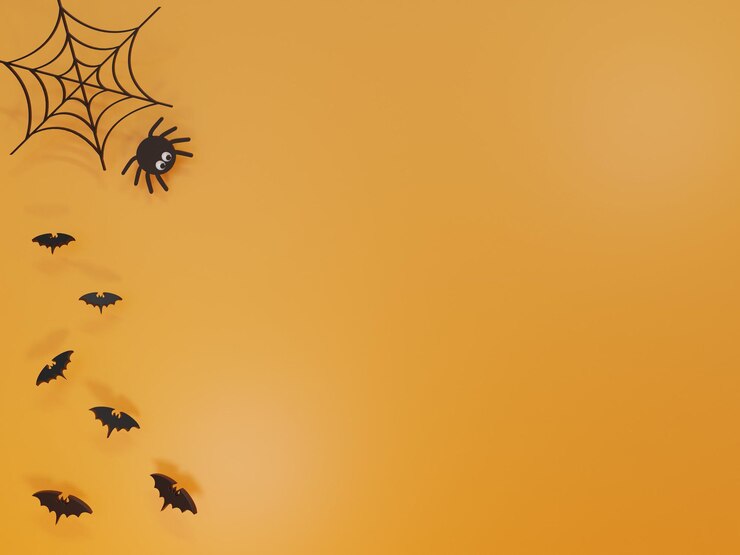 Feliz Halloween fondo naranja Murciélago 3D Render diseño