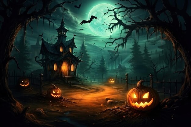 Feliz Halloween y el fondo de la Noche Asustadiza