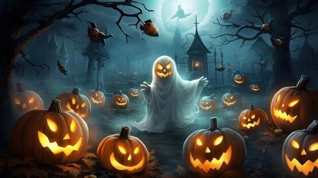 Feliz Halloween los niños disfrutarán el festival de Halloween el fantasma saldrá en el festival de Hallowe'en