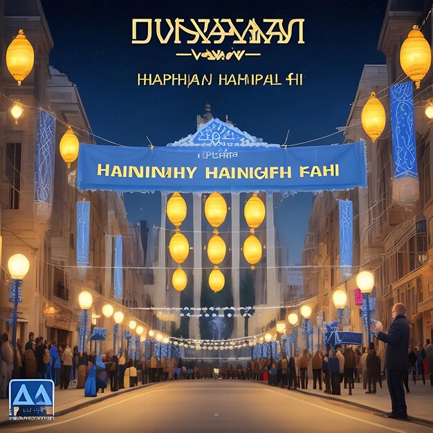 Foto feliz hanukkah festival judaico de luzes fundo para cartão de saudação bandeira de convite