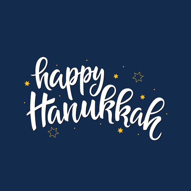 Feliz Hanukkah holiday script inscripción de letras Cita manuscrita Caligrafía para Hanukkah