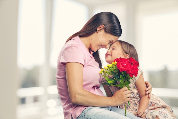 Foto feliz, hija, y, madre