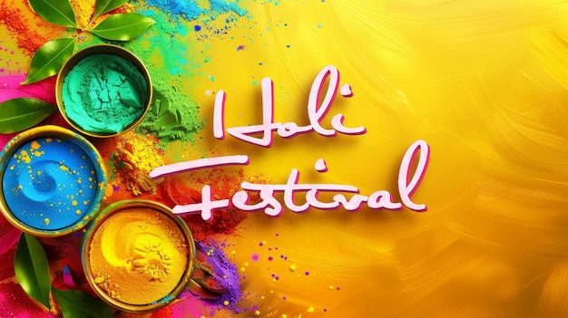 Feliz Holi Banner festival indiano de primavera de cores fundo com espaço de cópia