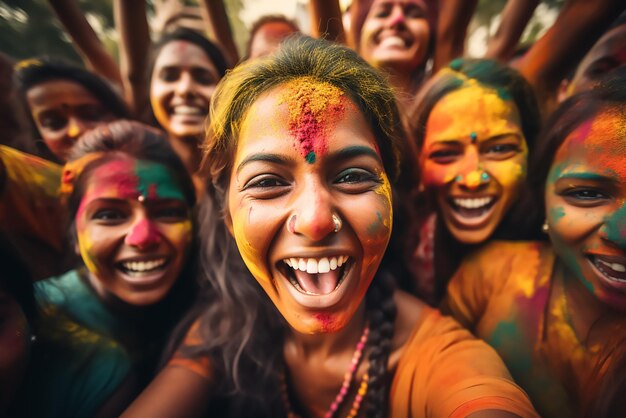 Feliz Holi La gente celebra el festival de los colores