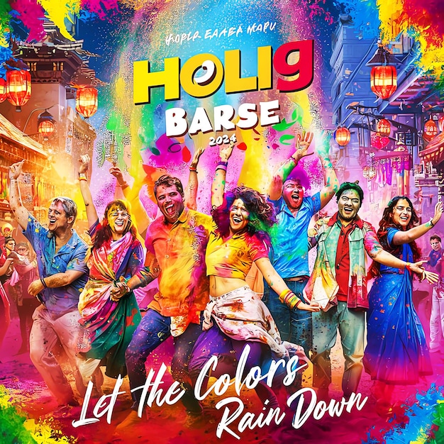 Feliz Holi maravilloso diseño de cartel de pancarta
