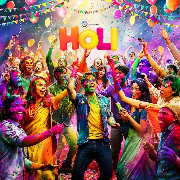 Feliz Holi maravilloso diseño de cartel de pancarta
