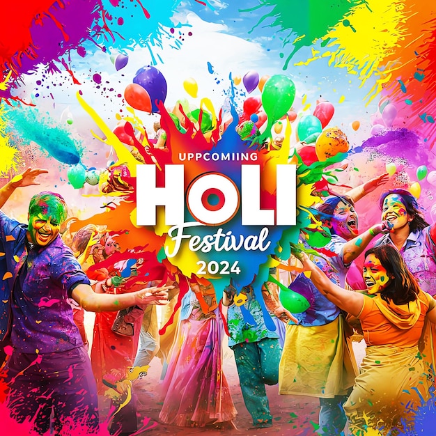 Feliz Holi maravilloso diseño de cartel de pancarta