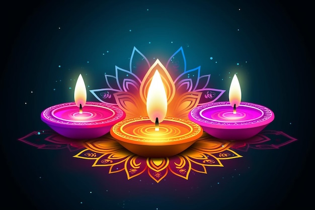 Feliz ilustração vetorial de Diwali Cartão festivo de Diwali e Deepavali O festival indiano de luzes