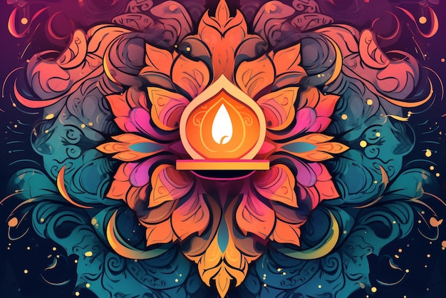 Feliz ilustração vetorial de Diwali Cartão festivo de Diwali e Deepavali O festival indiano de luzes