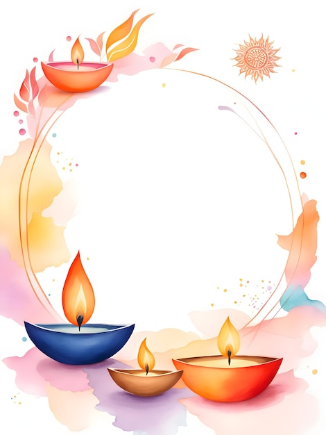 Feliz ilustración de acuarela de Diwali