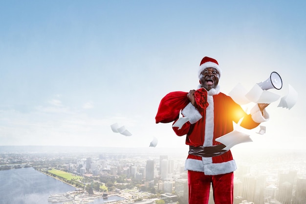 Feliz imagem de Papai Noel. Conceito de Natal. Mídia mista