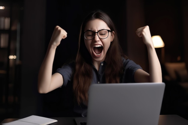 Feliz jovem estudante ou empregado trabalhando no escritório