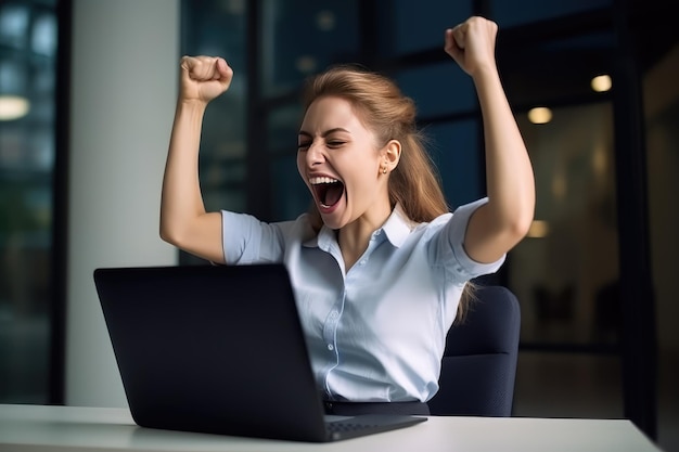 Feliz jovem estudante ou empregado trabalhando no escritório