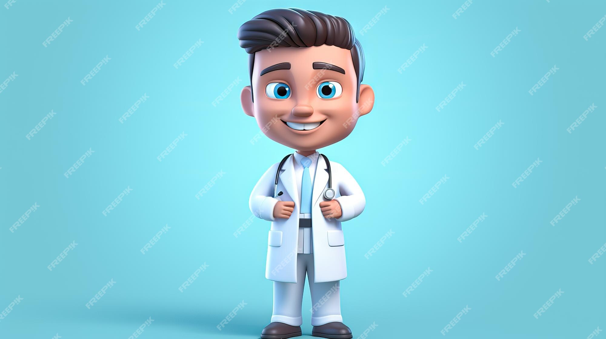 vetor de desenhos animados do ícone do jovem médico. assistência