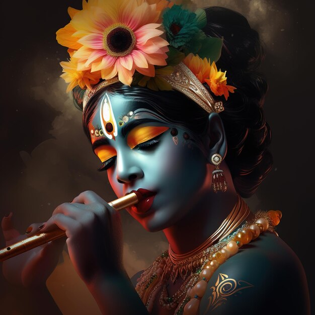 Feliz Krishna Janmashtami Vishu festival Generative ai