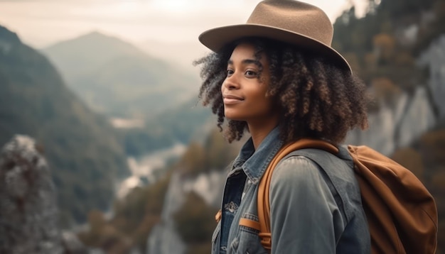 Feliz linda jovem afro-americana