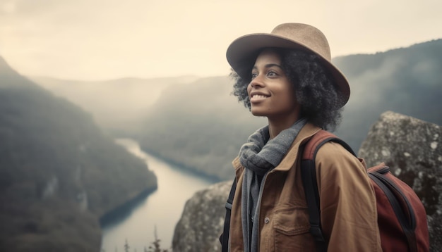 Feliz linda jovem afro-americana