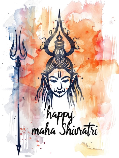 Feliz Maha Shivratri com trisulam um festival hindu celebrado do senhor Shiva