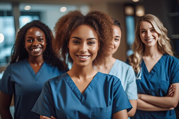 Foto feliz médico ou mulher asiática em retrato para oportunidade de estágio de liderança hospitalar ou integridade de carreira o rosto da enfermeira orgulhosa do profissional de saúde generative ai technology