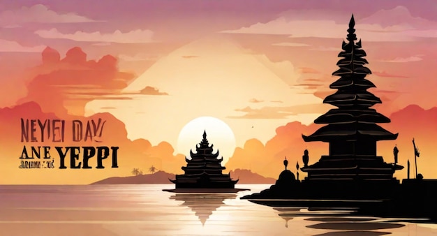 Foto feliz mensaje nyepi