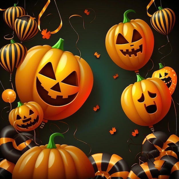 Feliz modelo de banner de Halloween com abóbora de Halloween e Elementos de Halloween Ai gerados