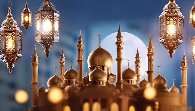Feliz Muharram Lanterna árabe ornamental com vela ardente brilhante