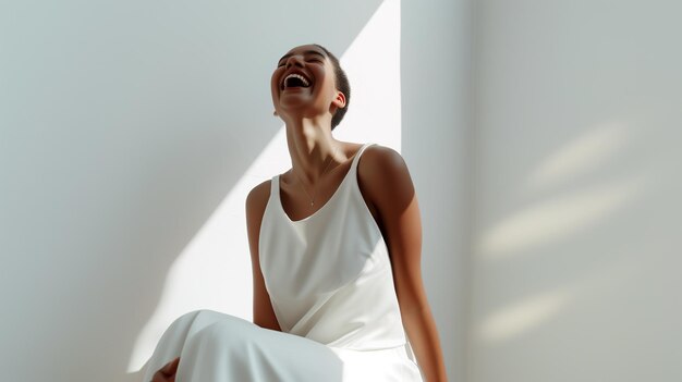 Foto feliz mujer empoderada sonriendo