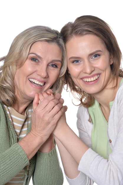 Foto feliz, mujer mayor, con, hija