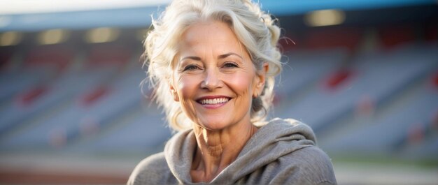 Feliz mulher caucasiana idosa