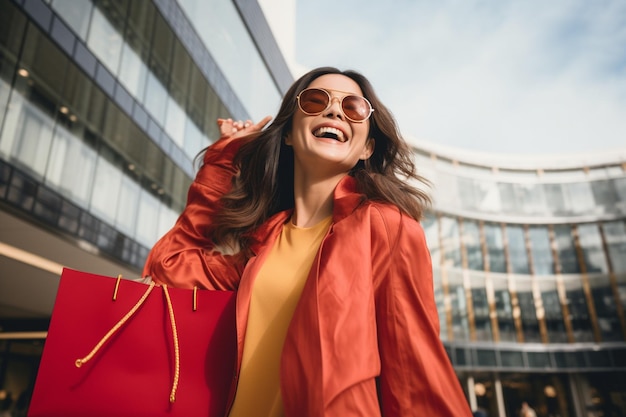 Foto feliz mulher de luxo a fazer compras