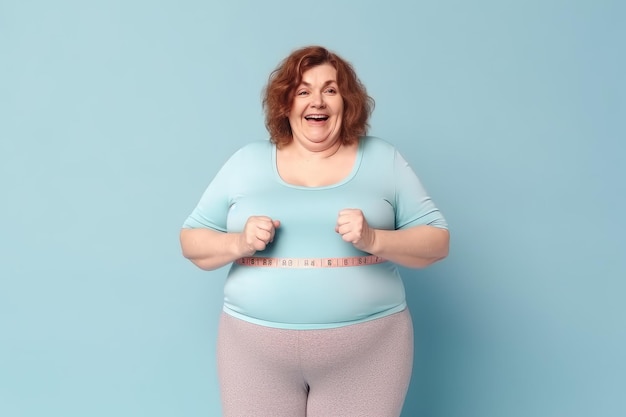 Feliz mulher gorda com excesso de peso Gerar Ai
