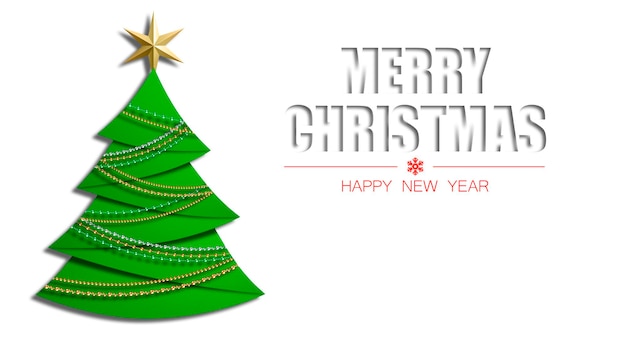 Feliz Natal Árvore de Natal verde em um fundo branco