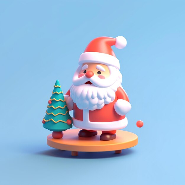 Feliz Natal bonito 3d Papai Noel em um fundo claro Generative Ai