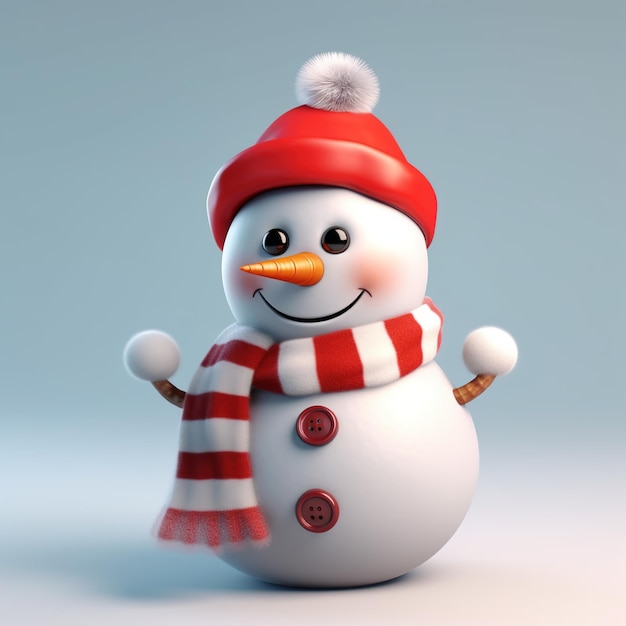 Feliz Natal com a caixa de presentes Ai do boneco de neve do Papai Noel dos desenhos animados gerada