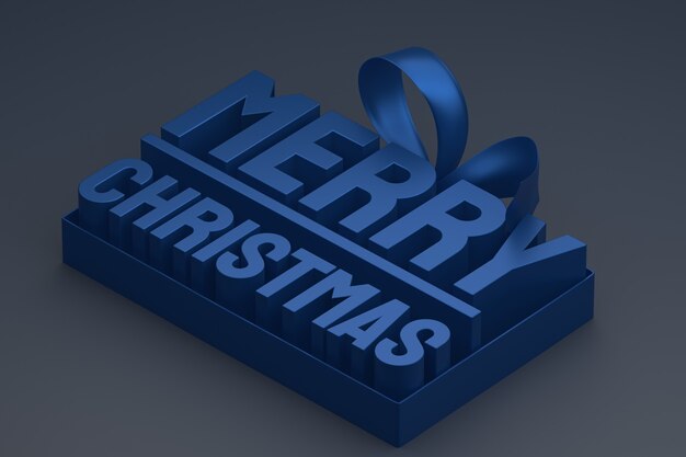 Feliz Natal com design 3D com arco e fita em fundo escuro