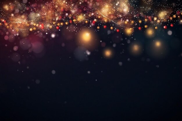 Feliz Natal com luzes de natal e bokeh