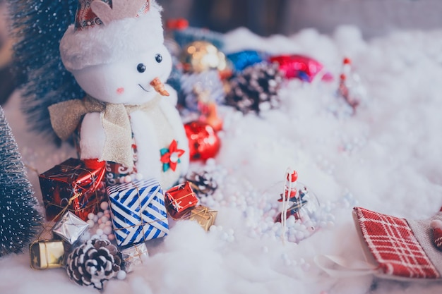 Feliz natal e feliz ano novo. decoração do feriado da temporada de inverno.