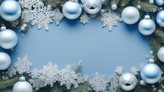 Feliz Natal e Feliz Ano Novo Fundo Azul Xmas composição de férias de inverno 3d rendaring