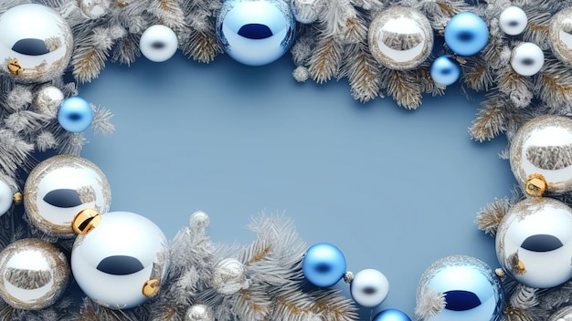 Feliz Natal e Feliz Ano Novo Fundo Azul Xmas composição de férias de inverno 3d rendaring