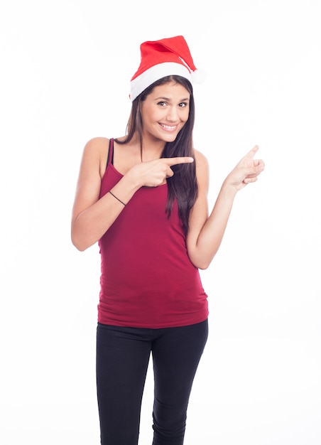 Feliz Natal mulher apontando